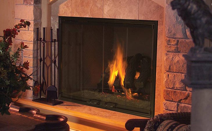 wood fireplace