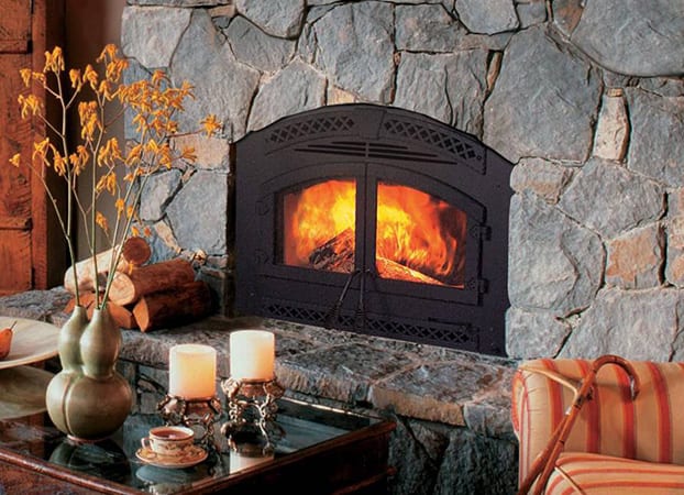 indoor wood burning fireplace