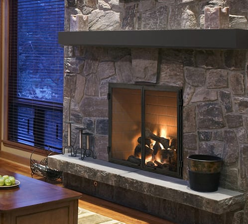 indoor wood fireplace